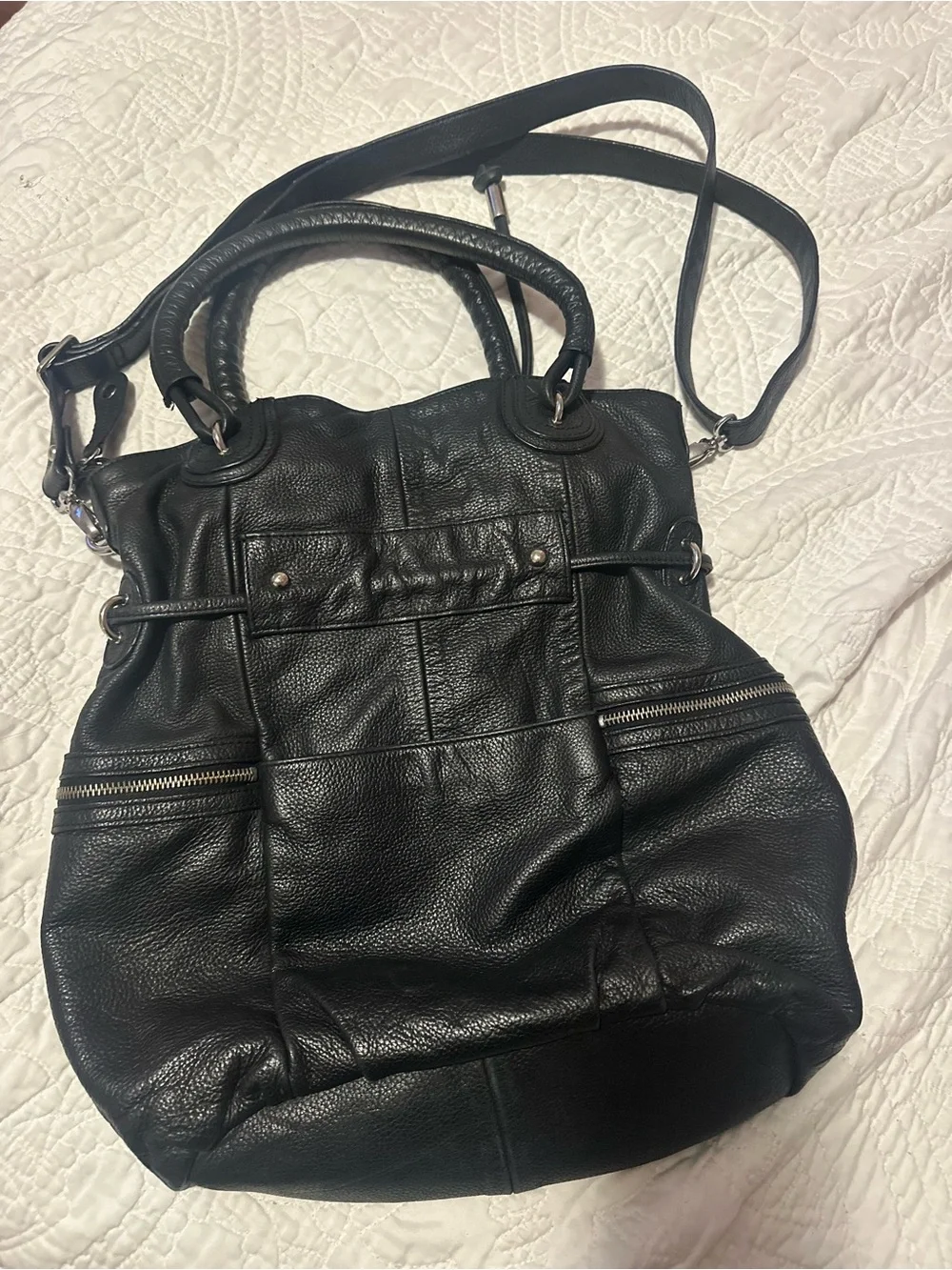 Hype Black leather bucket purse